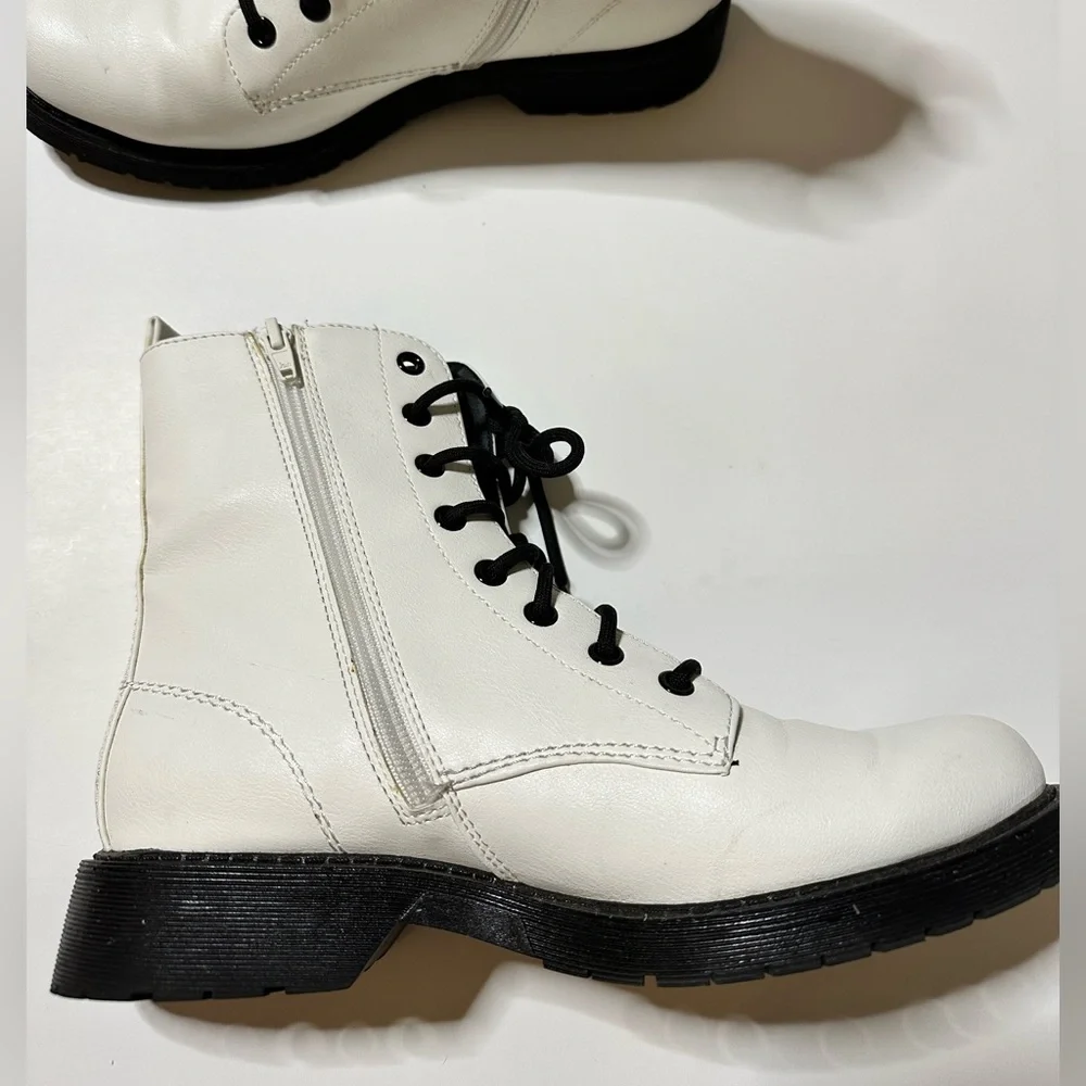 White Combat Boots Faux Leather Combat Boot - Picture 6 of 11